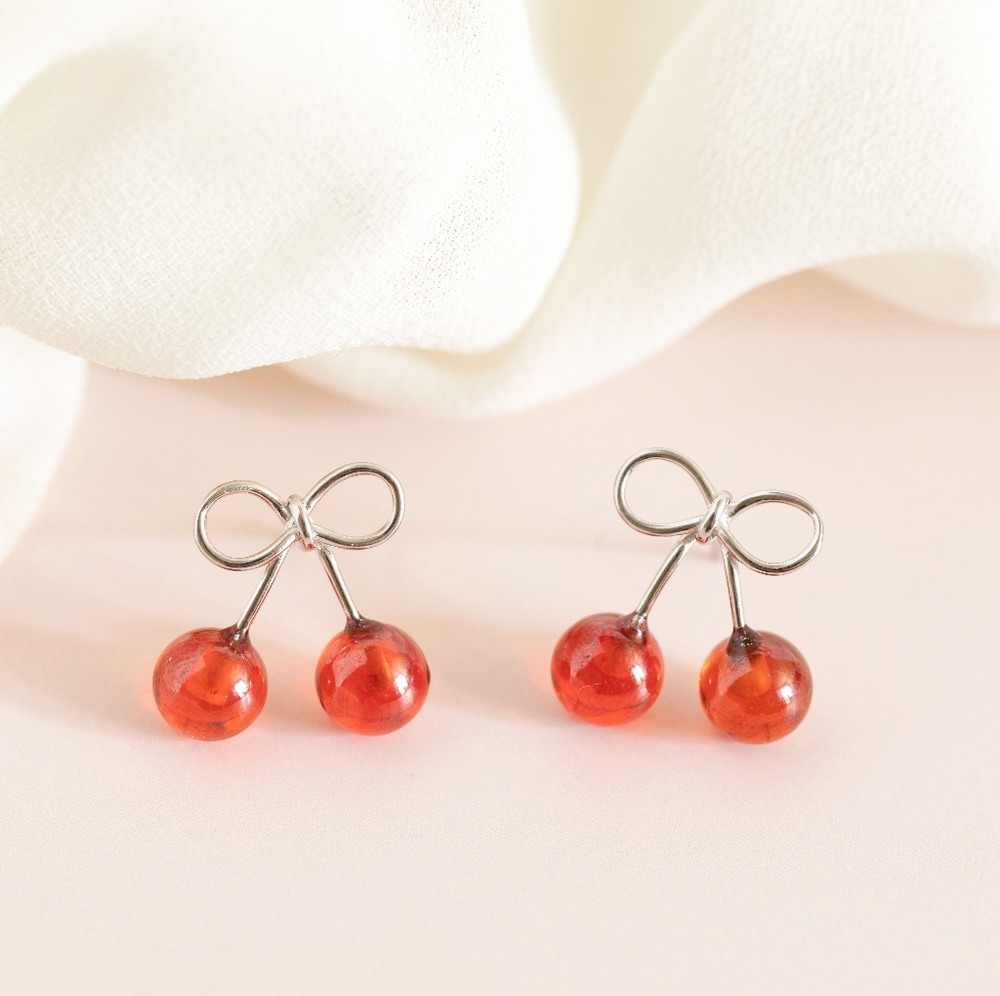 Cherry Drop Studs (S925) - Picture 1 of 7